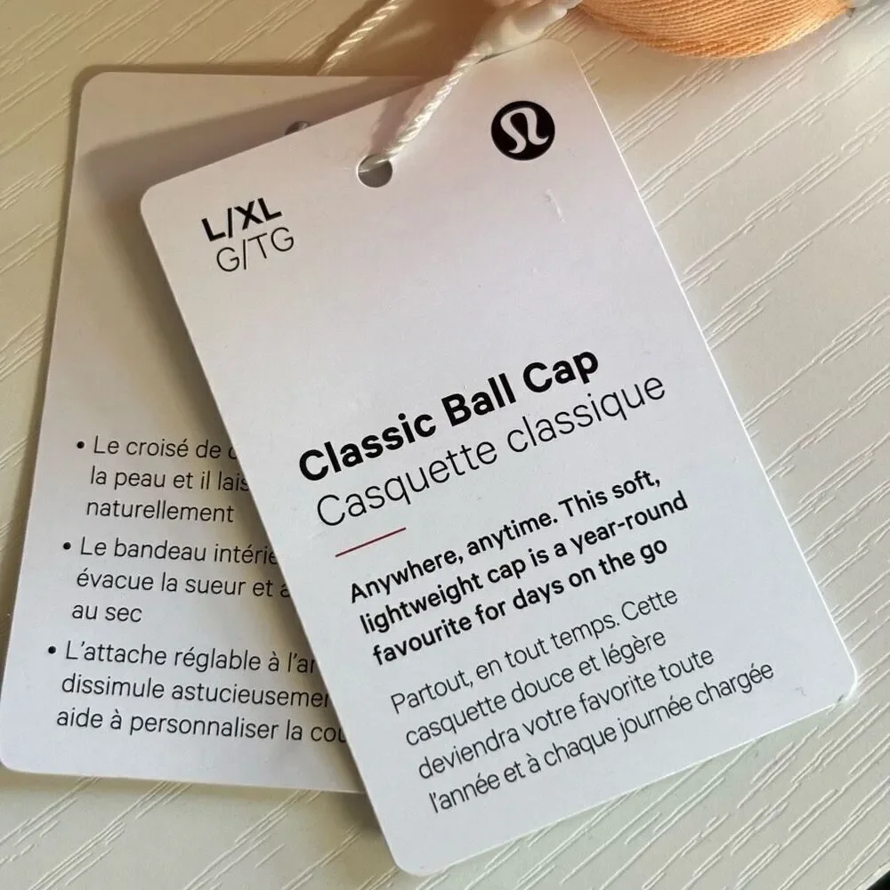 Lululemon Classic Ball Cap Color: Peach Bellini Glaze Pink Size L / XL new